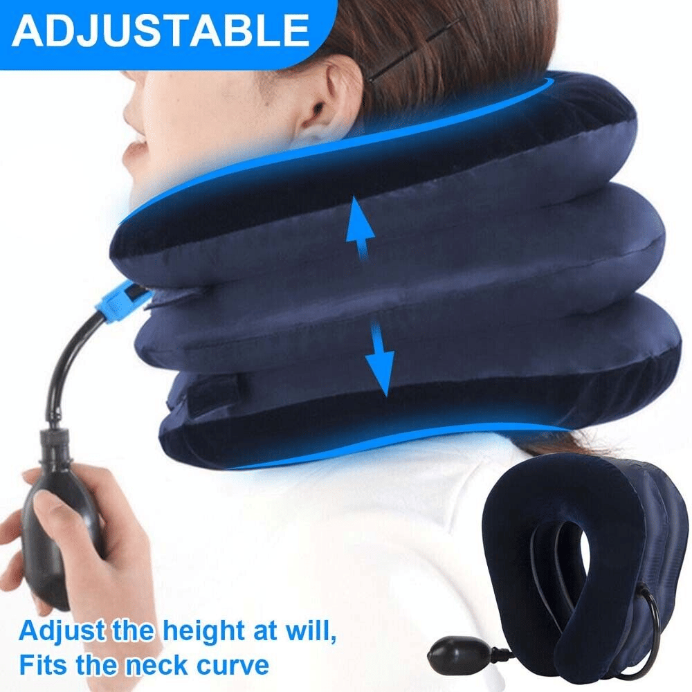 Doba cervical neck traction device collar support for pain relief and therapy, shown in a close-up image with adjustable straps