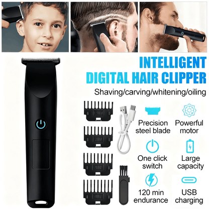 Doba Men Pro Electric Hair Clippers and Beard Trimmer in black, with adjustable blades and ergonomic design for grooming.