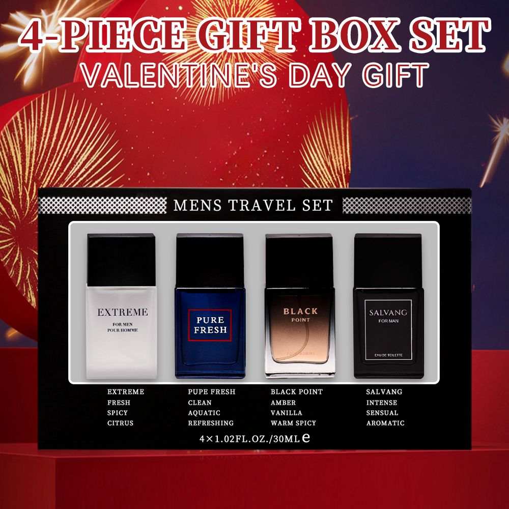 Doba 4-piece men's eau de toilette spray set with four different fragrances, each 1.02 fl oz, in gift box for various occasions