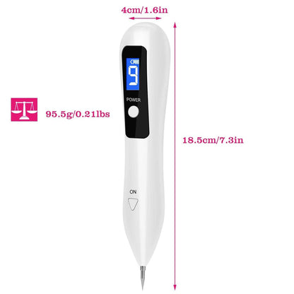 Doba skin tag repair kit with LCD display, USB charging, adjustable levels, and six replaceable needles for home beauty use