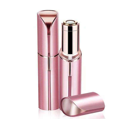 Doba facial hair remover for women, wireless lipstick-sized electric trimmer with LED light, stainless steel dermaplane razor for face.