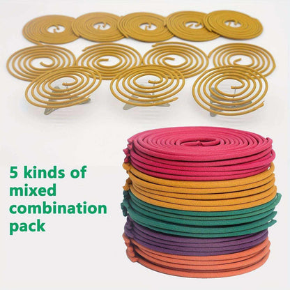 Doba 50pcs spiral incense coils in lemongrass, rose, jasmine, lavender, orange for aromatherapy, yoga, meditation, air purification.