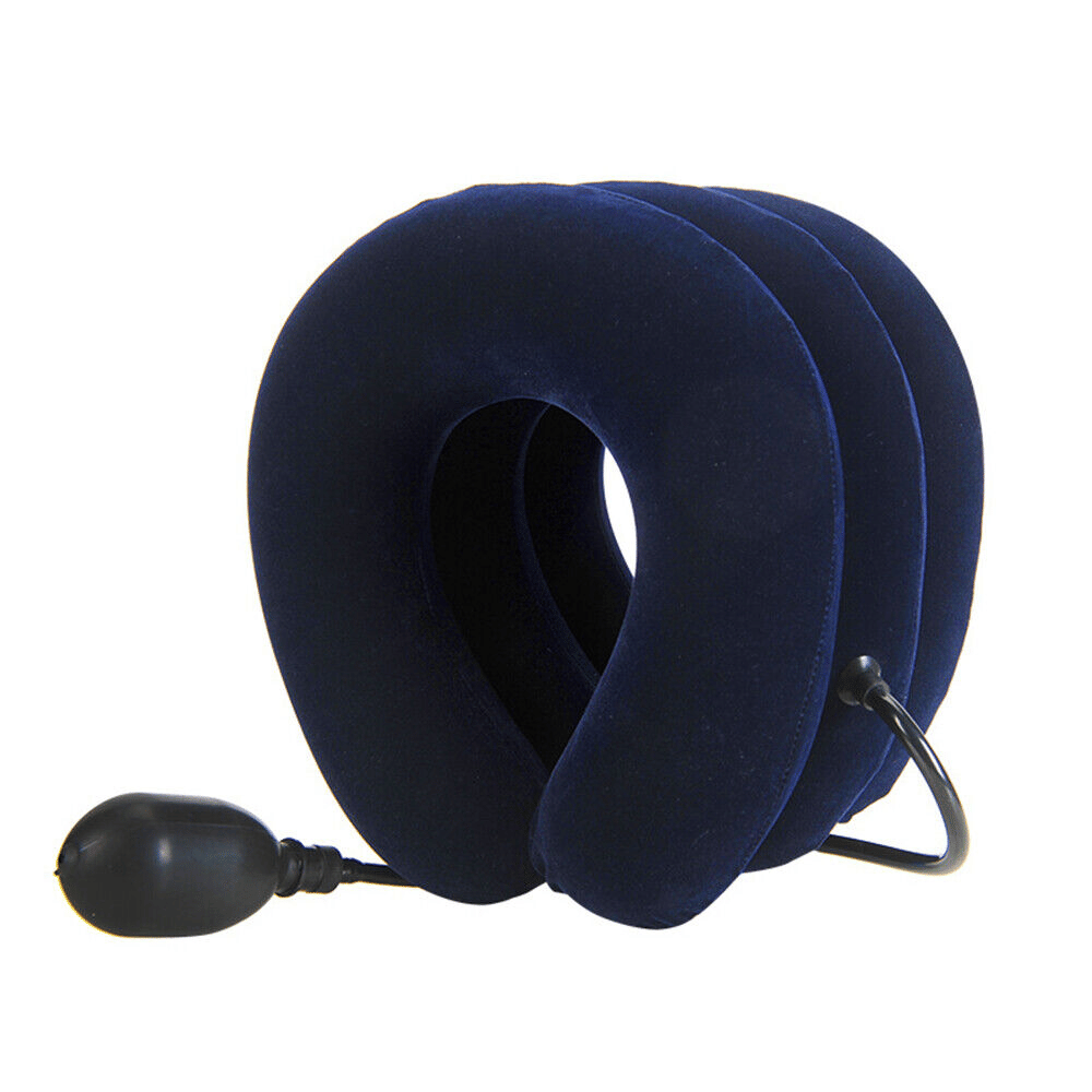 Doba cervical neck traction device collar brace supporting neck pain relief and therapy with adjustable straps and padded design.