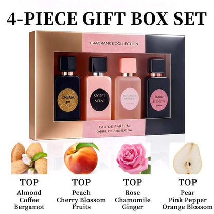 Doba 4-piece women's perfume gift set with 0.68oz bottles, featuring sweet and fresh scents in elegant packaging.
