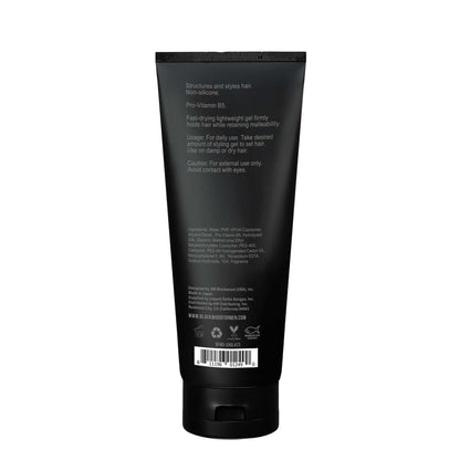 Doba BioFuse Hair Sculpting Gel in a clear jar with a black lid, showcasing the gel's texture and branding.