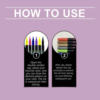 Doba Nymixa double-ended nail art graffiti pen set with bright colors, quick-drying, ideal for beginners, easy to use for nail designs.
