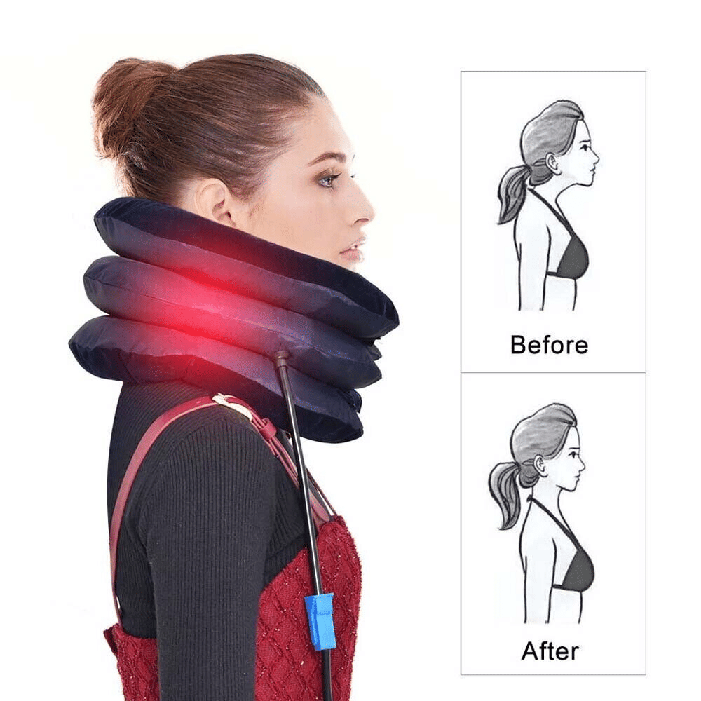 Doba cervical neck traction device collar brace for pain relief, featuring adjustable support and therapeutic stretching for neck therapy.