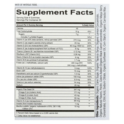 Supplement facts label for Smartypants - Gummy Vitamin showing nutritional information and ingredient details on white background.