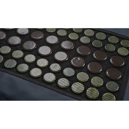 Jade Tourmaline Infrared Heat Mat with black mesh fabric, featuring round green jade and brown tourmaline stones arranged in a rectangular pattern