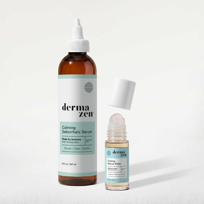 Topical Dermazen Calming Seborrheic Serum in an 8oz bottle, designed to soothe and manage seborrheic skin conditions.