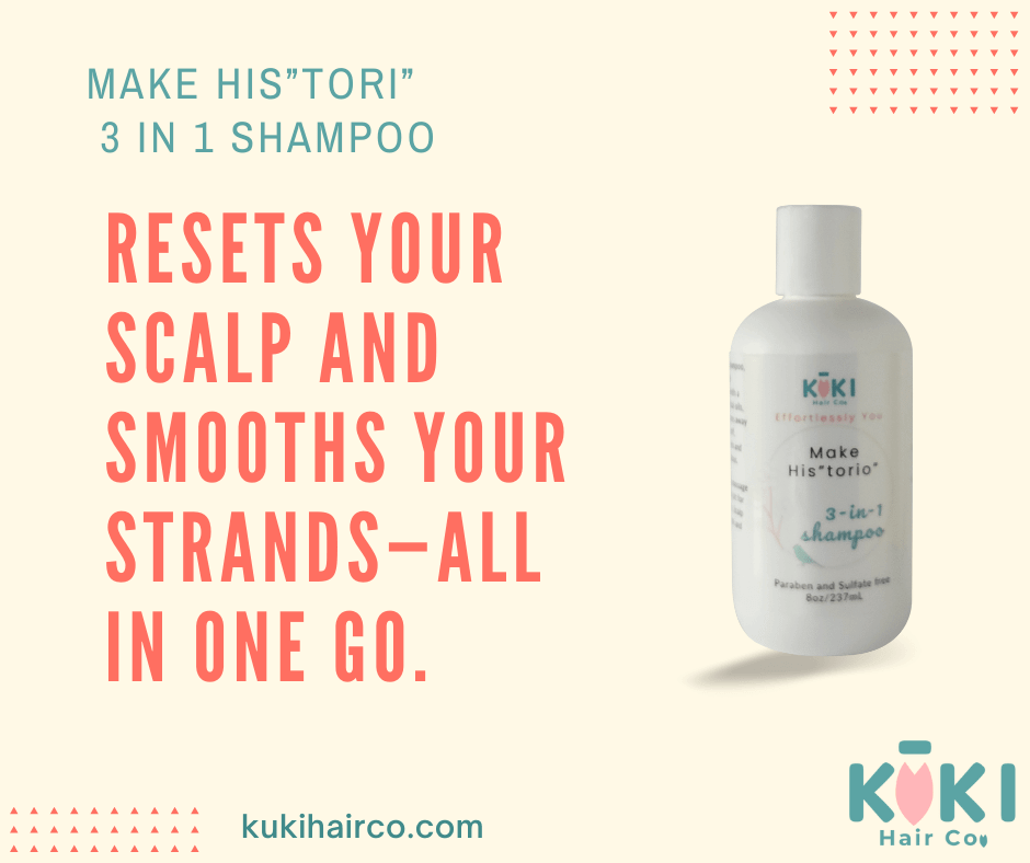 3-in-1 scalp treatment in a white plastic bottle with teal and coral text, designed to reset scalp and smooth strands.