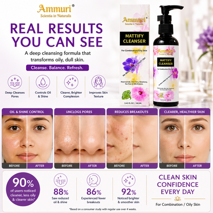 Mattifying Facial Cleanser for Oily & Combination Skin (100ml) | Ammuri-1