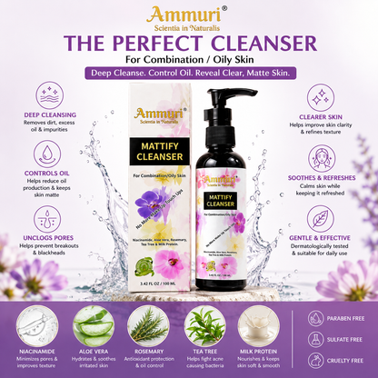 Mattifying Facial Cleanser for Oily & Combination Skin (100ml) | Ammuri-3